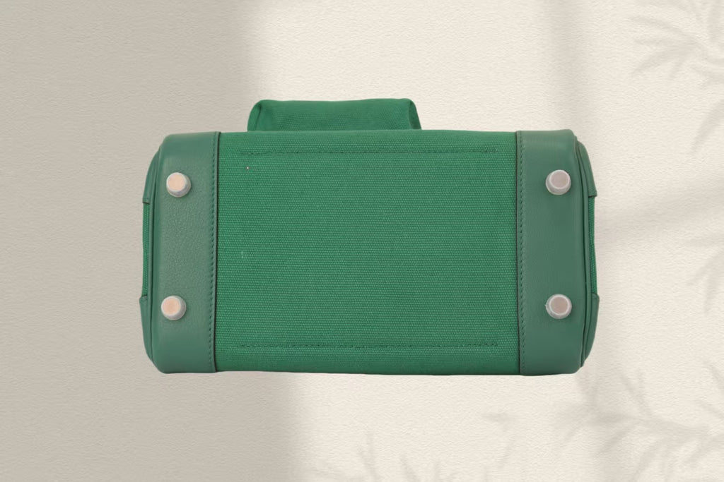 HM Birkin Cargo 25CM Velvet Green Silver Buckle Swift Leather and Canvas