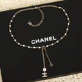 CC Camellia Tassel With Pearl Pink Gold Necklace