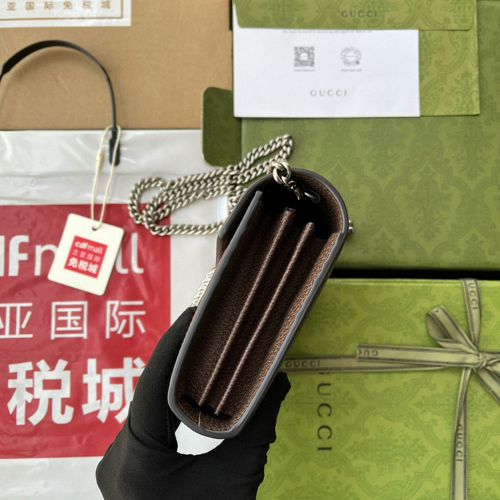 Gucci Jumbo Dionysus Wallet On Chain Brown Canvas and GG   Leather