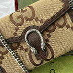 Gucci Jumbo Dionysus Wallet On Chain Brown Canvas and GG   Leather