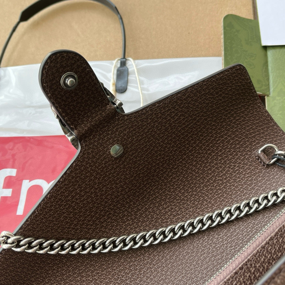 Gucci Jumbo Dionysus Wallet On Chain Brown Canvas and GG   Leather