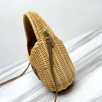 MIU WANDER 20 WICKER HOBO BAG IN TAN/ CAMERAL TAN