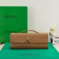 BV Long Clutch Andiamo With Handle 31cm Brown Calfskin Ghw