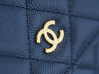 CC Wallet On Chain Woc Navy Blue Caviar leather Gold Hardware