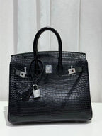 HM Birkin 35cm Black Crocodile Silver Hardware (Needs 30-day preparation)
