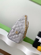 CC 25C Hobo Bags 30cm Silver Metallic Grained Calfskin
