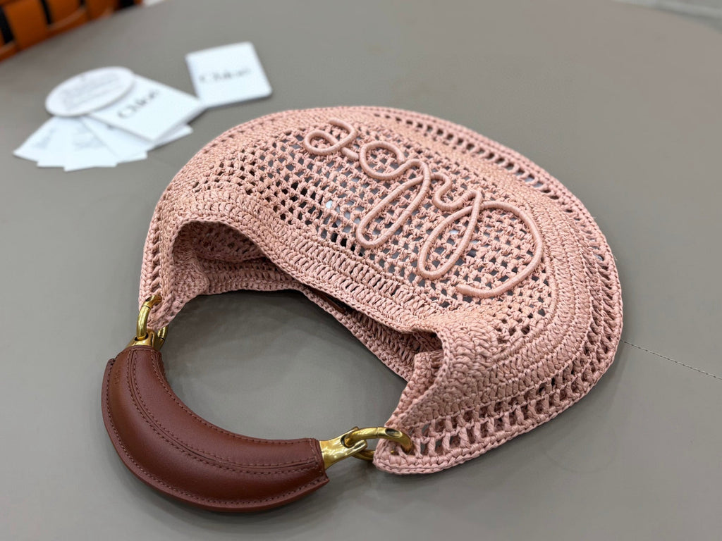 Chloe Summer Banana Hobo Bag Summery Beige In Raffia