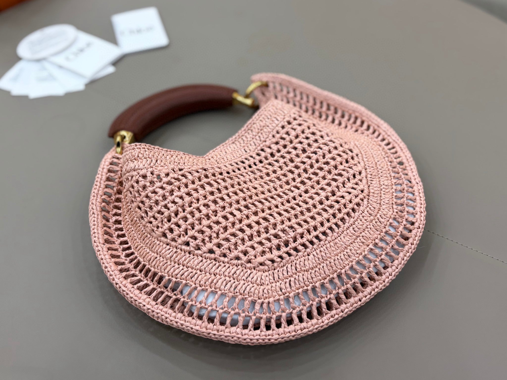 Chloe Summer Banana Hobo Bag Summery Beige In Raffia