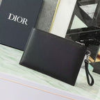 CD A5 Pouch Black Grained Calfskin with CD Icon