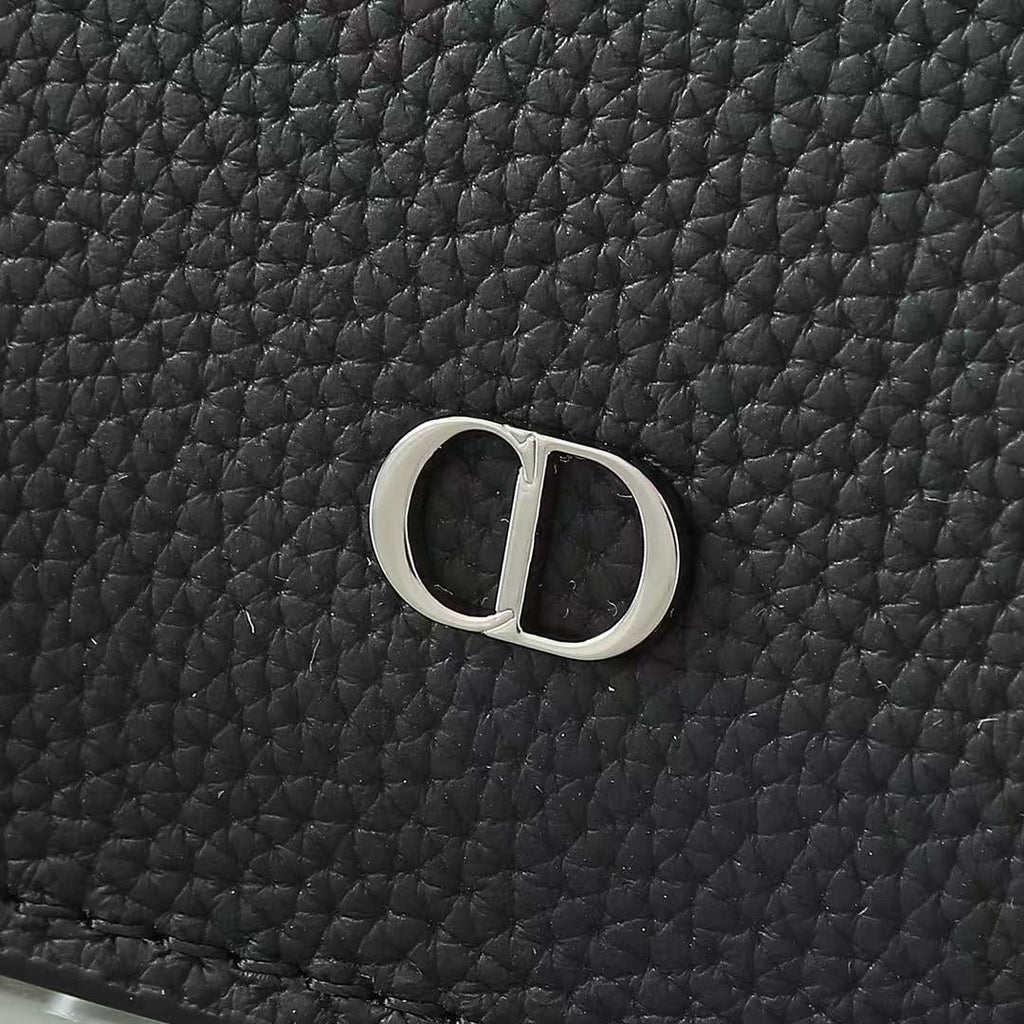 CD A5 Pouch Black Grained Calfskin with CD Icon