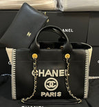 CC 25 Large Crochet Deauville Shopping Bag 34cm Black