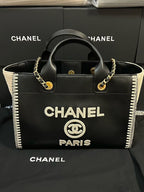 CC 25 Large Crochet Deauville Shopping Bag 34cm Black