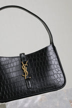 Le 5 a 7 Bag 25cm Black Crocodile Pattern Calfskin Ghw