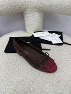 CC 25A Ballet Flat Chocolate Dark Red Suede