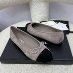 CC 25A Ballet Flat Dark Grey Black Suede