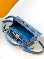 Peekaboo ISeeU Small 27cm Bag Blue Denim And Leather