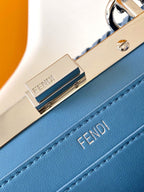 Peekaboo ISeeU Small 27cm Bag Blue Denim And Leather