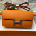 Hermes Constane 26cm Bag Orange Silver Epsom Leather