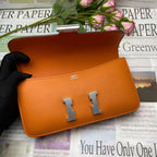 Hermes Constane 26cm Bag Orange Silver Epsom Leather