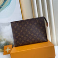 LV Toiletry Clutch 26cm Brown Monogram Canvas Leather