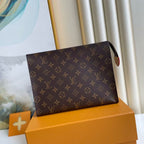 LV Toiletry Clutch 26cm Brown Monogram Canvas Leather