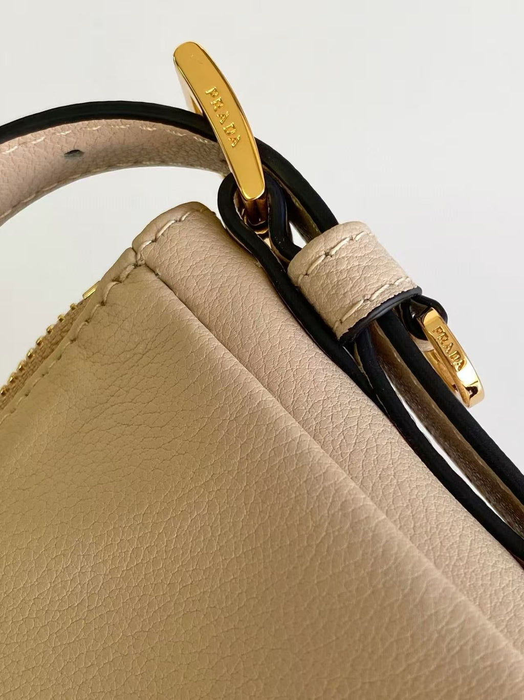 Prada Aimee Underarm Bag 31cm beige Calfskin