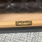 Chanel Beech Vanity Case Beige Black Wood Calfskin