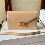 Celine Cuir Triomphe Logo-Printed Bag Beige Gold Cowhide