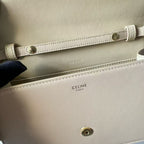 Celine Cuir Triomphe Logo-Printed Bag Beige Gold Cowhide