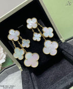 ECLOVER MOP 4 MOTIFS GOLD EARRINGS
