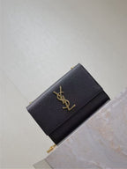 YSL Kate Small Chain Bag 20cm Black Gold Grained Calfskin