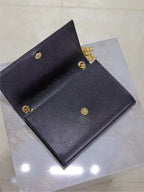 YSL Kate Small Chain Bag 20cm Black Gold Grained Calfskin