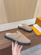 LV Cosy Flat Comfort Clog Light Brown Suede GHW