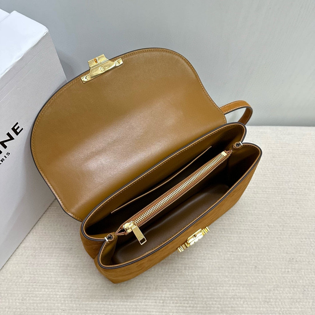 Nino Teen Medium 25 Bag In Camel Brown Suede Calfskin