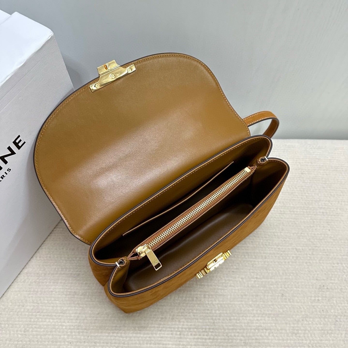 Nino Teen Medium 25 Bag In Camel Brown Suede Calfskin