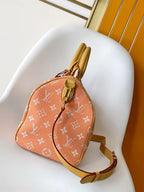 Speedy P9 Bandoulière 40 Handbag Orange White Cowhide