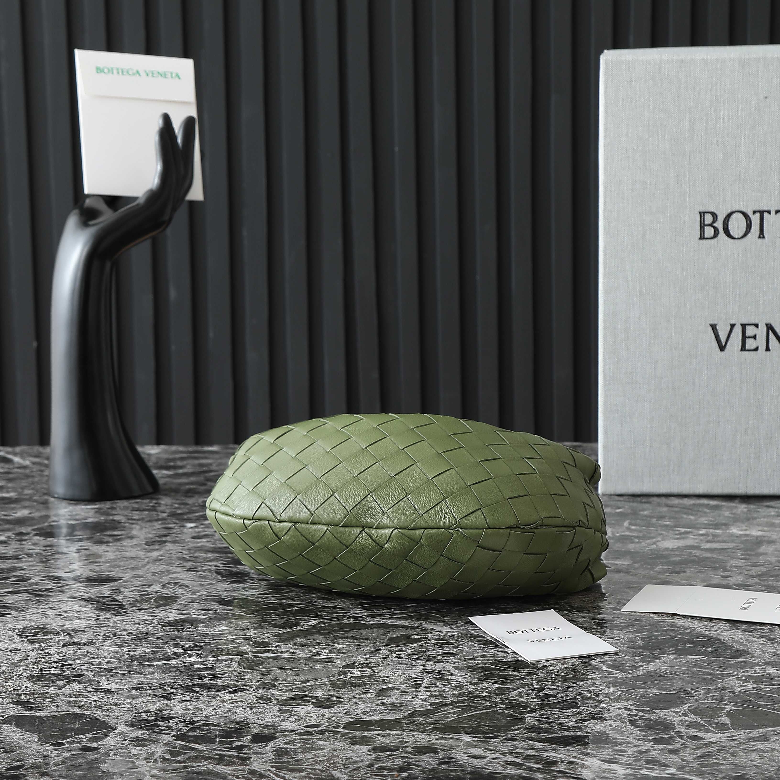 BV MINI JODIE 28CM MATCHA GREEN LAMBSKIN LEATHER