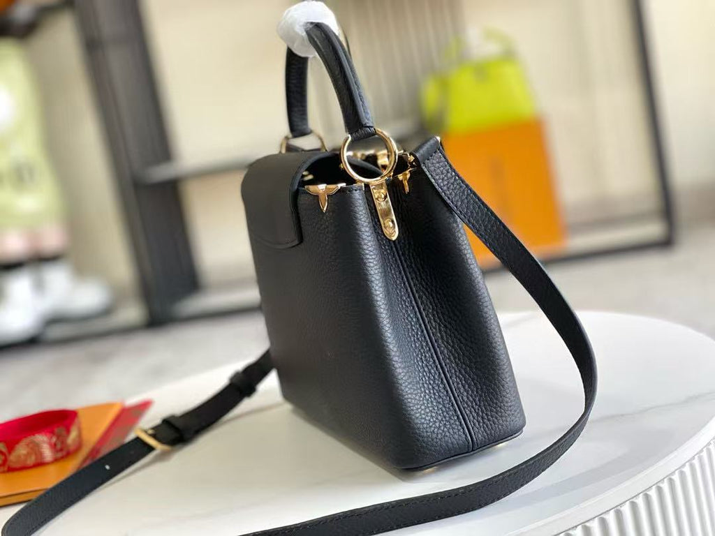 LV Capucines Handbag 27cm Black Gold Cowhide