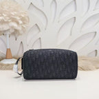 Toiletry Bag Black Dior Oblique Jacquard and Black Grained Calfskin