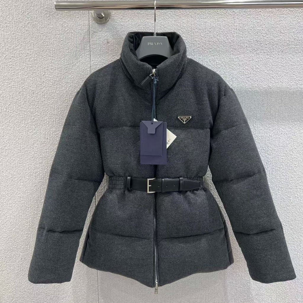 Prada Flannel Down Jacket Black Wool Polyamide