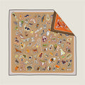 Hermes Caracteristick 90 Double-sided Square Orange silk