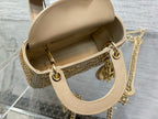 CD Lady Dior 17cm Bag Gold Diamond Silk