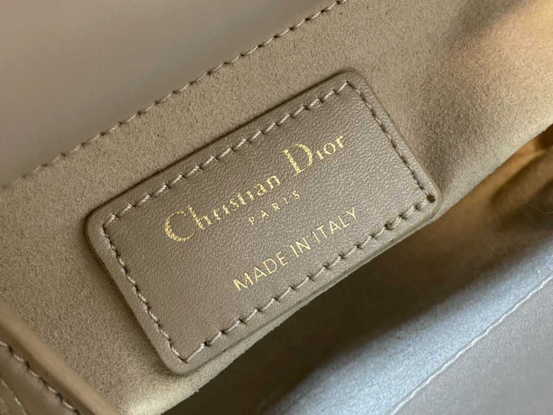 CD Lady Dior 17cm Bag Gold Diamond Silk