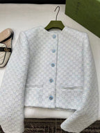 Gucci Jacket Blue Tweed Fabric