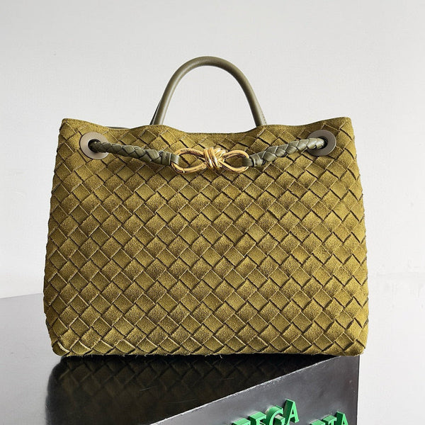 BV Andiamo Bag 32cm Olive Green Suede Leather