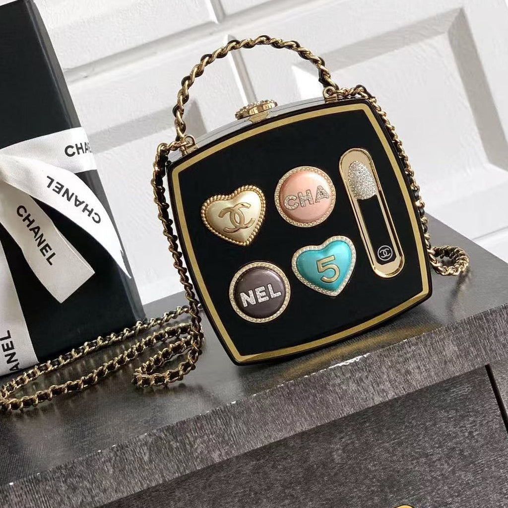 Chanel 25 Minaudière Makeup Palette Bag Black mix Colors Plexiglass
