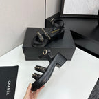 CC 25FW Platform Sandals 6cm Heel Black Calfskin