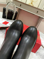 CL Turn-Lock Buckle Red Sole Booties Black Calfskin