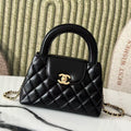 cc 24a nano 19cm kelly shopper bag black lambskin light gold hardware