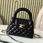 cc 24a nano 19cm kelly shopper bag black lambskin light gold hardware